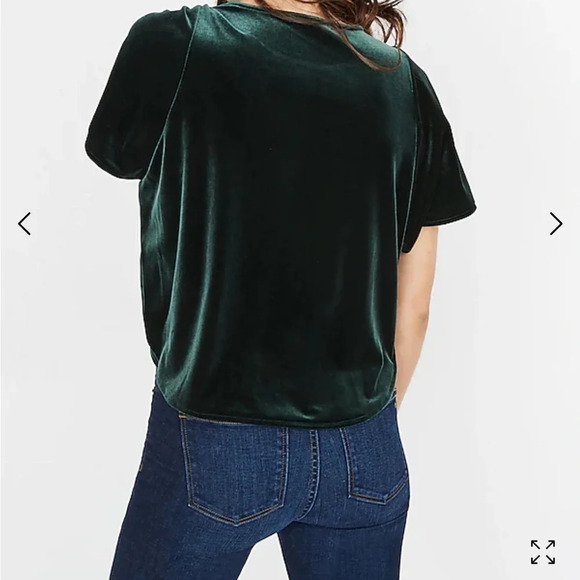 Madewell‎ Velvet Butterfly Top dark green size medium curved hem - Picture 3 of 9